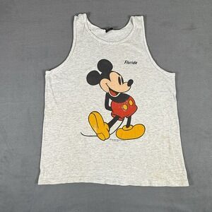 Vintage 90s Mickey Mouse Orlando Florida Tee‎ T-Shirt Adult Large Gray *